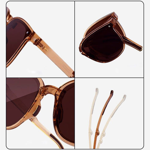 コンパクトサングラス ケース付き セット おしゃれ 超軽量設計メガネ 小顔 折りたたみウェリントン サングラス アイウェア 可愛い 韓国ファッション 新作 98XUANDA-001