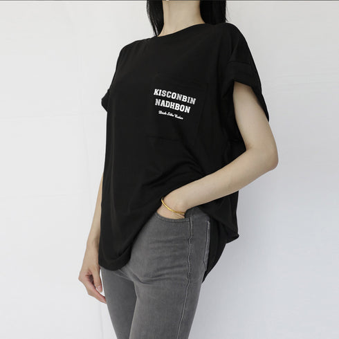 バックプリントロゴ オーバーサイズ トップス ラウンドネック ロゴTシャツ レディース カットソー 半袖プルオーバー 英字 ゆったり カジュアル 98YANGY-001