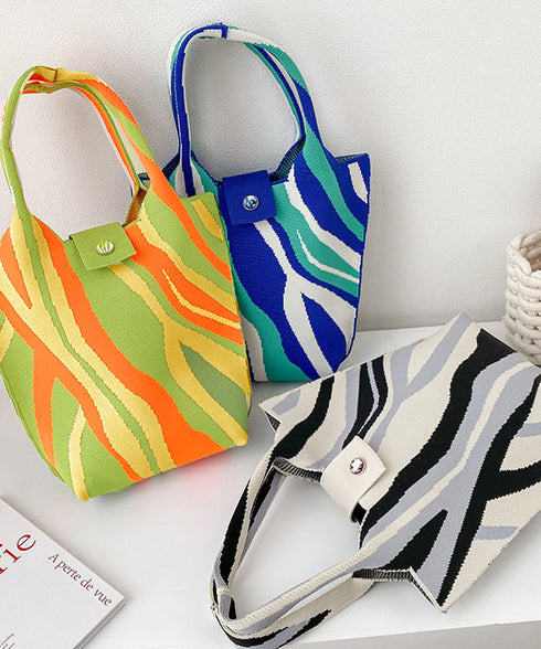 ニットバッグ レディース マルシェバッグ 可愛い ニット編み 縦型 トートバッグ おしゃれ サブバッグ 軽量 折り畳める鞄 ボタン付き ランチバッグ 手提げバッグ 98YILI-002