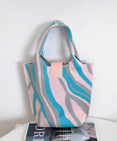 ニットバッグ レディース マルシェバッグ 可愛い ニット編み 縦型 トートバッグ おしゃれ サブバッグ 軽量 折り畳める鞄 ボタン付き ランチバッグ 手提げバッグ 98YILI-002