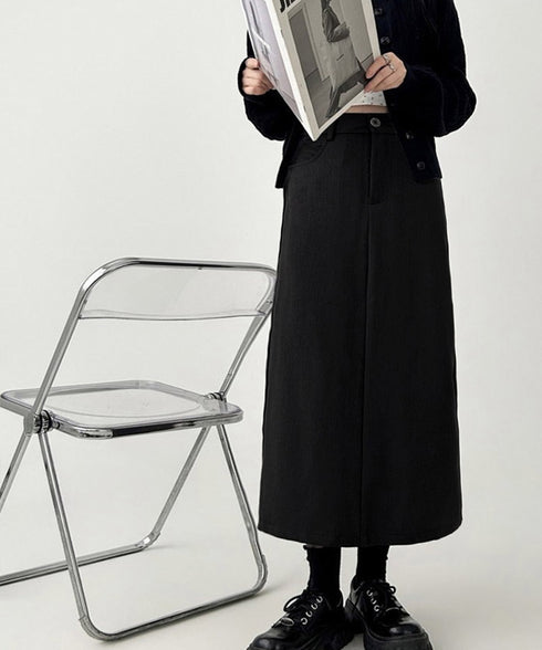 ハイウエストスリットロングスーツスカート レディース バックスリットスカート ビジネス オシャレ 大人きれいめボトムス ポケット付きスカート お洒落脚長スカート 98YINNA-001