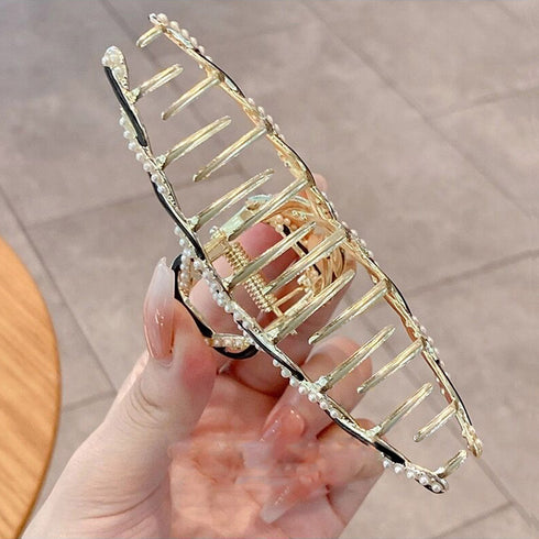 バンスクリップパール 韓国風ヘアクリップ レディース 可愛い メタル ループデザイン おしゃれ ヘアアクセサリー 簡単ヘアアレンジ カジュアル 雑貨 女子会 98YIYAN-001