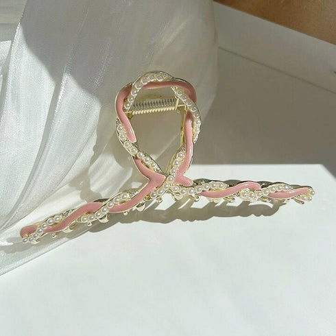 バンスクリップパール 韓国風ヘアクリップ レディース 可愛い メタル ループデザイン おしゃれ ヘアアクセサリー 簡単ヘアアレンジ カジュアル 雑貨 女子会 98YIYAN-001