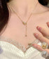 ダブルリングネックレス ペンダント韓国風 上品ネックレス レディース 華奢チェーン きれいめアクセサリー ゴールドカラー 大人可愛い リングモチーフ 結婚式 通勤 98YMENG-001