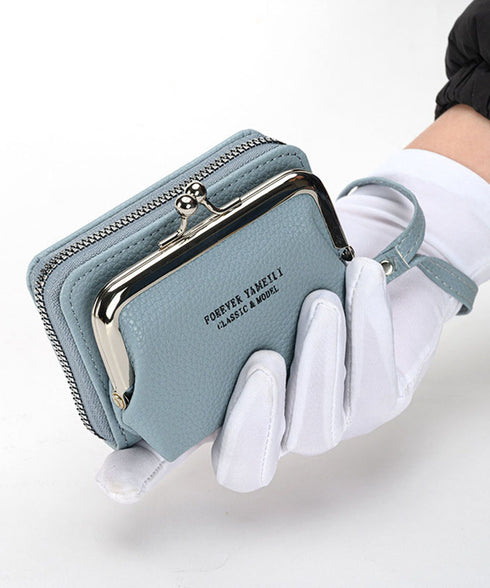 がま口財布 コインケース付きカードケース ファスナー ジャバラカードウォレット レディース おしゃれ 持ち手付き カード入れ 小銭入れ ウォレット 財布 98YML-001