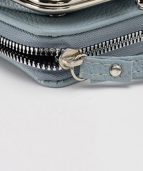 がま口財布 コインケース付きカードケース ファスナー ジャバラカードウォレット レディース おしゃれ 持ち手付き カード入れ 小銭入れ ウォレット 財布 98YML-001