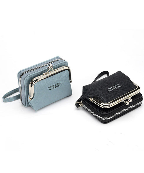 がま口財布 コインケース付きカードケース ファスナー ジャバラカードウォレット レディース おしゃれ 持ち手付き カード入れ 小銭入れ ウォレット 財布 98YML-001