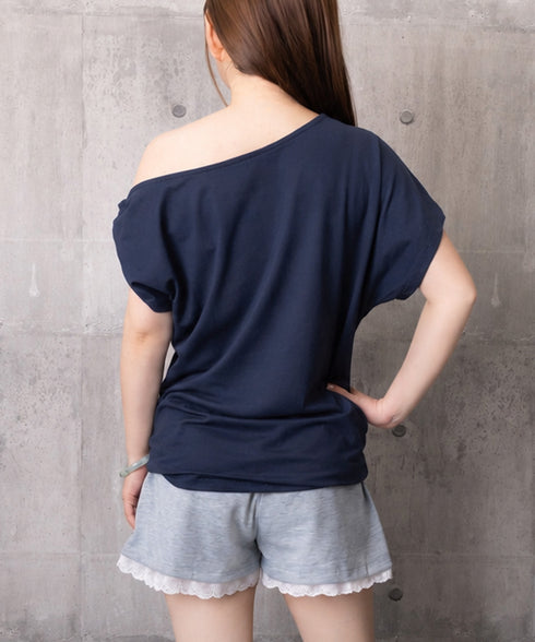 オフショルダーTシャツ 半袖 トップス ワンショルトップスレディース 斜め肩デザイントップス サイドギャザーワンショルダーカットソー おしゃれ肌見せ夏服 韓国風 98YRLAN-001