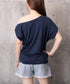 オフショルダーTシャツ 半袖 トップス ワンショルトップスレディース 斜め肩デザイントップス サイドギャザーワンショルダーカットソー おしゃれ肌見せ夏服 韓国風 98YRLAN-001