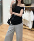 オフショルダーTシャツ 半袖 トップス ワンショルトップスレディース 斜め肩デザイントップス サイドギャザーワンショルダーカットソー おしゃれ肌見せ夏服 韓国風 98YRLAN-001
