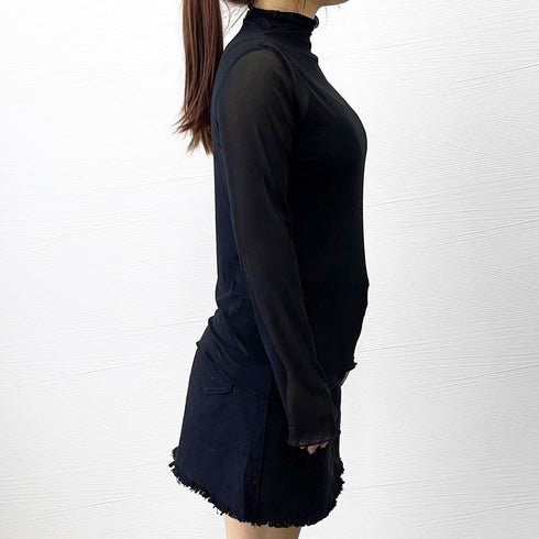 大人気 トップス レディース 長袖 大人気 トップス レディース 長袖 シースルー プチハイネック ブラウス 透け感 韓国ファッション ソフトセクシー 春 98YUANY-001