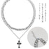 チョーカーネックレス チェーン2連 ネックレス シルバー クロスペンダント アクセサリー シンプル 大人 男女 98ZHIYU-001