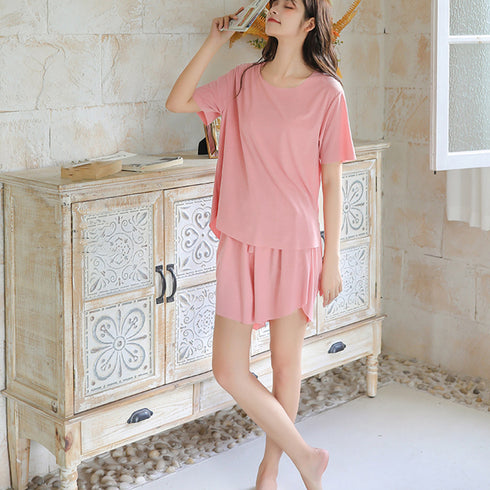 ルームウェア ゆったり 可愛い 部屋着 レディース 春夏 セットアップ 半袖 Tシャツ 短パン ウエストゴム 上下セット 98ZYQ-002