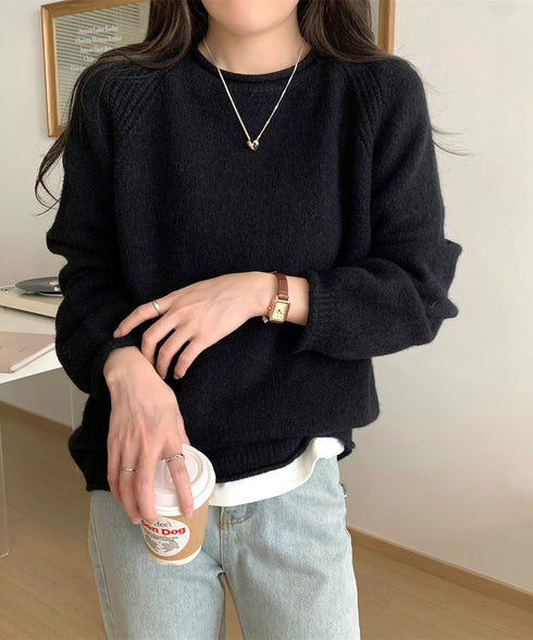 セーター レディース ボリューム袖 無地 ニットプルオーバー クルーネック 大人 可愛い おしゃれ カジュアル ゆったり 体型カバー 着回し 99BJFZ-001