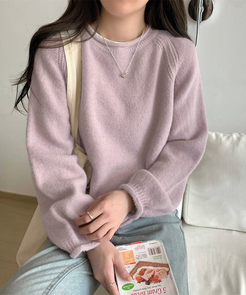 セーター レディース ボリューム袖 無地 ニットプルオーバー クルーネック 大人 可愛い おしゃれ カジュアル ゆったり 体型カバー 着回し 99BJFZ-001