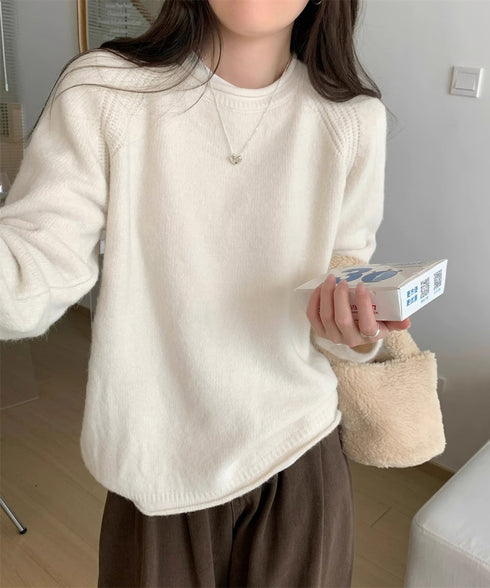 セーター レディース ボリューム袖 無地 ニットプルオーバー クルーネック 大人 可愛い おしゃれ カジュアル ゆったり 体型カバー 着回し 99BJFZ-001