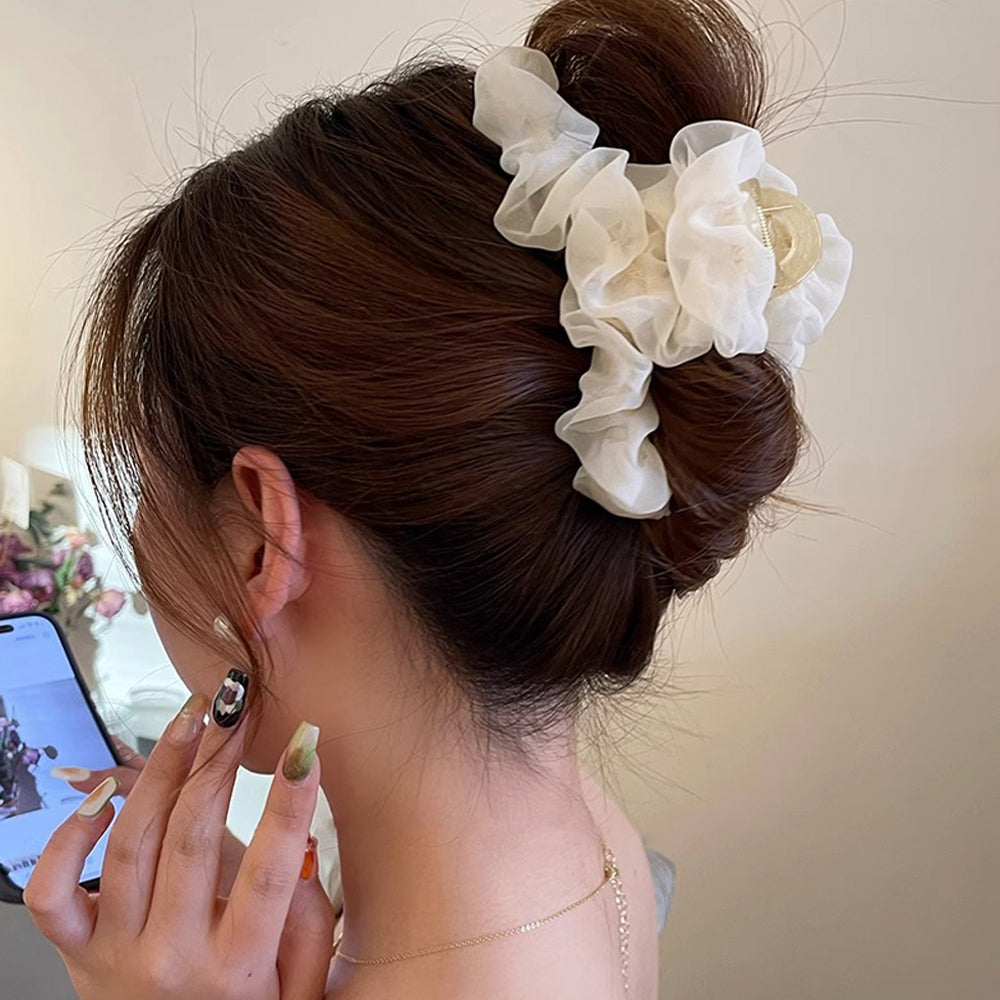 ヘアクリップ フリル バンスクリップ アイボリー