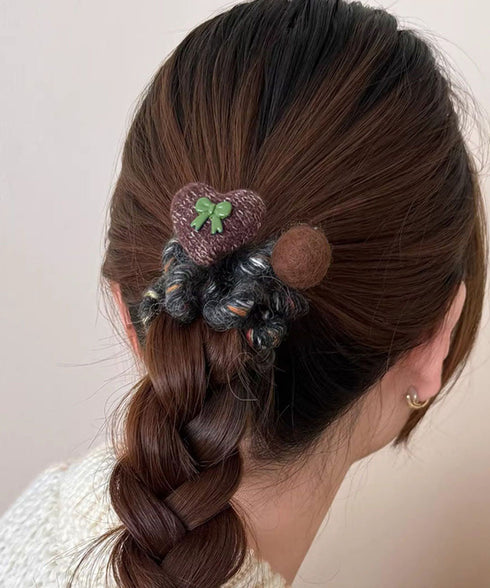 ヘアゴム スプリング きれいめ 韓国風 ハート リボン付き ヘアアクセサリー 大人可愛い 簡単まとめ髪 髪飾り ポニーテール おしゃれ 女子学生 フェミニン小物 99BYSP-006