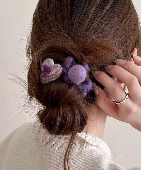 ヘアゴム スプリング きれいめ 韓国風 ハート リボン付き ヘアアクセサリー 大人可愛い 簡単まとめ髪 髪飾り ポニーテール おしゃれ 女子学生 フェミニン小物 99BYSP-006