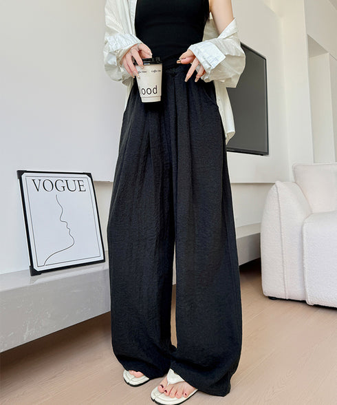 ワイドパンツ ハイウエスト レディース ロングパンツ 楽ちんパンツ 薄手 シワ感 美脚脚長 ゆったり 着やせ ベーシック おしゃれ お出かけ オフィス 99FZFZ-041