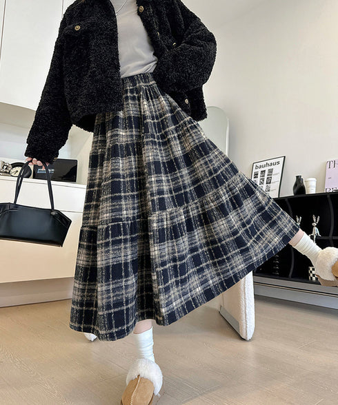 フレアスカート Aライン チェック柄秋冬 レディーススカート ハイウエスト 細見え 大人可愛い きれいめ フェミニン カジュアル クラシック 通勤 デート レトロ 99FZFZ-042
