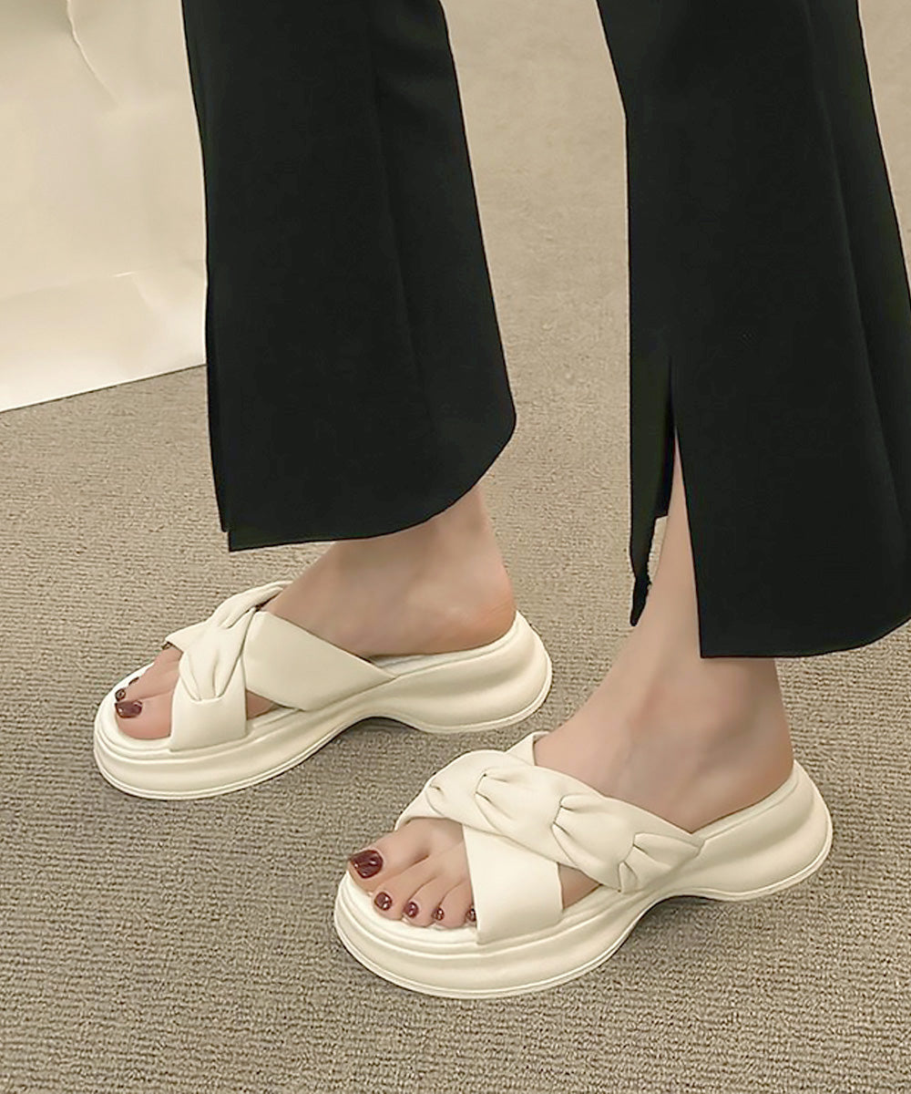 厚底サンダル ミュールサンダル 韓国風 アイボリー
