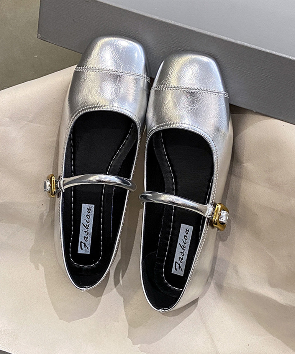 パンプス レディース バレーシューズ シルバー