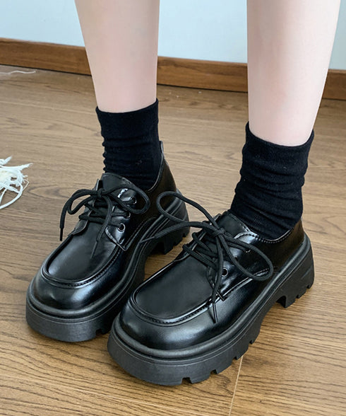 ドレスシューズ 厚底 レディース 学院風 ローファー レースアップシューズ 編み上げ レザー調 ローヒール 可愛い シンプル 歩きやすい 疲れない おしゃれ 99GYXC-146