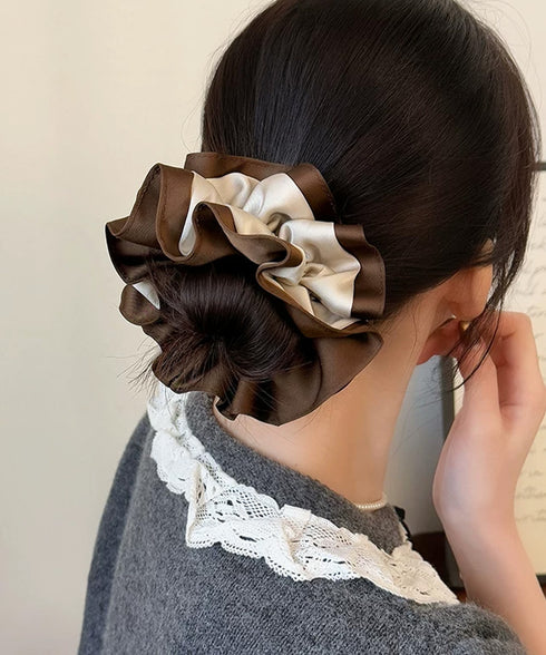 シュシュ ヘアゴム サテン 配色 レディース ヘアアレンジ 髪留め 髪飾り オルチャン おしゃれ カジュアル 大人っぽい 可愛い 雑貨 発表会 99HXGY-001