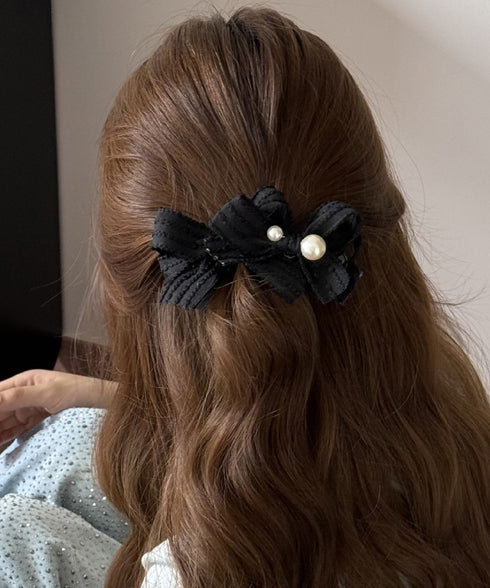 バナナクリップ パールリボン ヘアグッズ レディース ヘアクリップ ヘアアクセサリー おしゃれ 大人女子 まとめ髪 ハーフアップ 夜会巻き髪飾り ヘアアレンジ 99HXGY-007