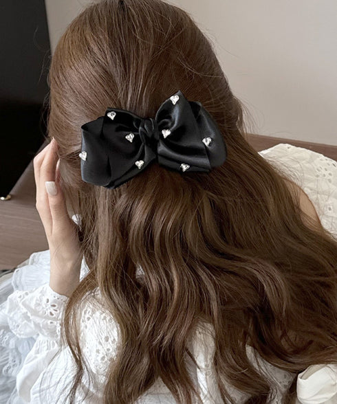 ハートラインストーンバレッタ キラキラ レディース リボンヘアクリップ 髪飾り ヘアアイテム 大人 かわいい エレガント ヘアアレンジ 雑貨 まとめ髪 99HXGY-010