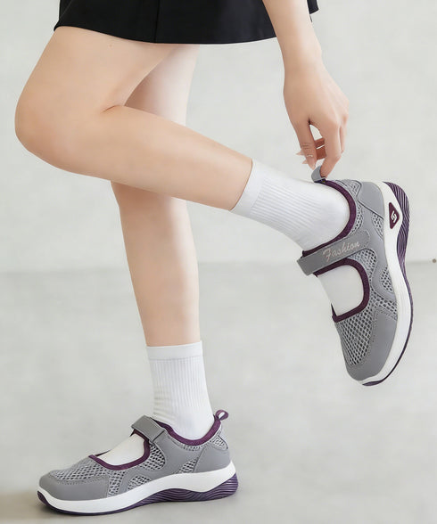 スニーカー 軽量 通気性 コンフォート靴 レディース フラットシューズ ローカット マジックテープ メッシュ シンプル 大人カジュアル 疲れない 通学通勤 旅行 99HYGM-004