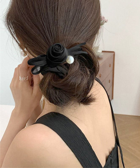 サテンシュシュ ヘアゴム ローズ まとめ髪 髪飾り 髪留め おしゃれ 可愛い オルチャン 発表会 女子会 デート パーティープレゼント 雑貨 99JXSP-001