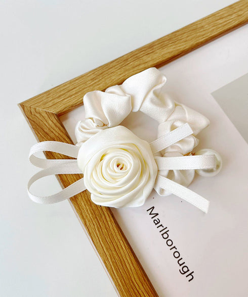 サテンシュシュ ヘアゴム ローズ まとめ髪 髪飾り 髪留め おしゃれ 可愛い オルチャン 発表会 女子会 デート パーティープレゼント 雑貨 99JXSP-001