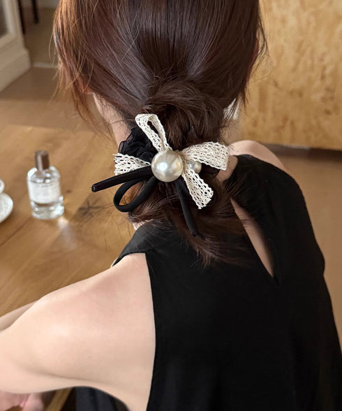 ヘアゴム シュシュ レース蝶結び 韓国風 レディース 髪飾り ヘアアレンジ ヘアアクセサリー 透け感 パール付き 人気 大人可愛い オルチャン おしゃれ 雑貨 99JXSP-006