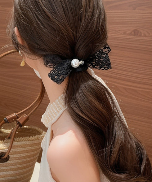 シュシュ レースリボン パール ヘアゴム レディース 蝶結び まとめ髪 髪飾り 簡単 オルチャン おしゃれ 大人 可愛い フェミニン 女子会 デート 発表会 雑貨 99JXSP-009