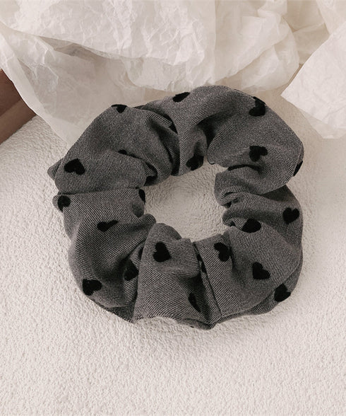 シュシュ ヘアゴム リボン柄 ハート柄 レディース ヘアアクセサリー ヘアアレンジ ボリューム髪飾り 髪留め 大人 可愛い オルチャン フェミニン デート 99JXSP-013