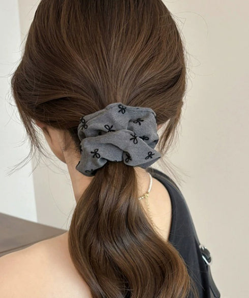 シュシュ ヘアゴム リボン柄 ハート柄 レディース ヘアアクセサリー ヘアアレンジ ボリューム髪飾り 髪留め 大人 可愛い オルチャン フェミニン デート 99JXSP-013