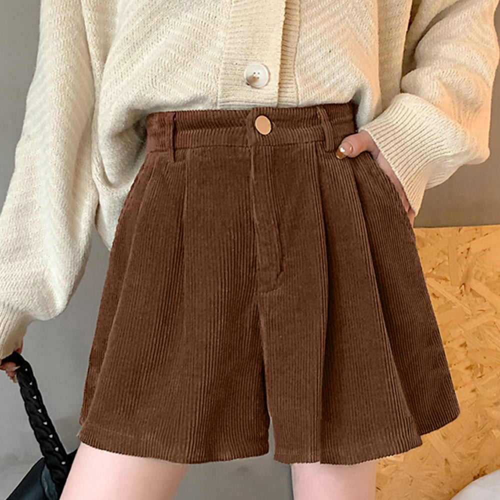 コーデュロイ ショートパンツ レディース ブラウン