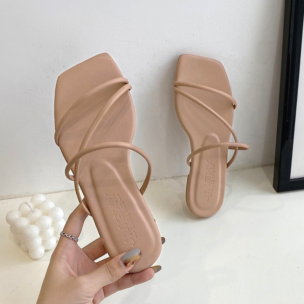 スクエアトゥ ぺたんこ サマー 人気 キャメル
