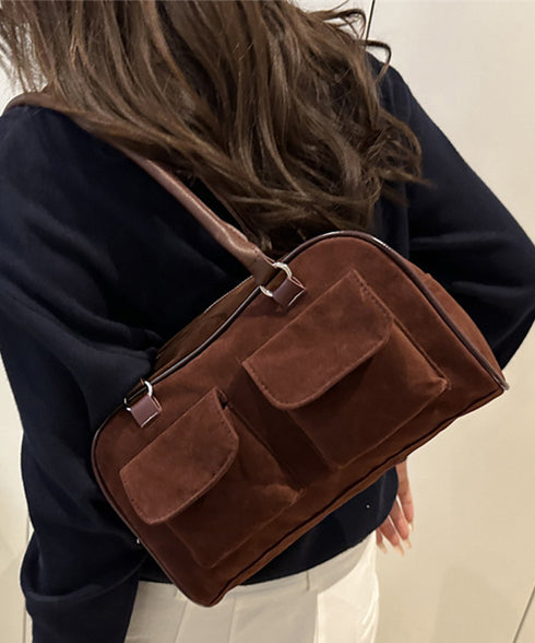 ショルダーバッグ ハンドバッグスエード調 レディース 肩掛けカバン 無地バッグ ポケット付き 大人 おしゃれ レトロ シンプル 韓国風 99MSXB-003