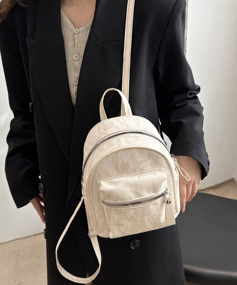 ミニリュックサック コンパクトバッグ 黒 レディース マーブル柄 ラウンド型リュック フェイクレザー 軽量 シンプル カジュアル きれいめ おしゃれ 旅行かばん 99MSXB-004