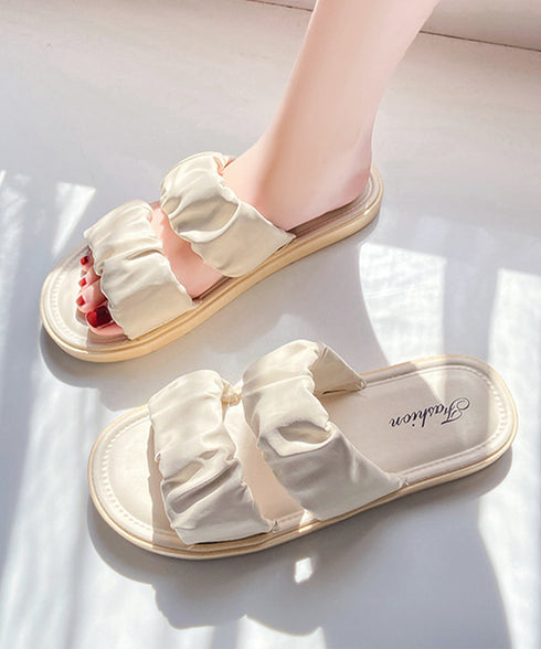 スリッパサンダル レディース ギャザー フラットシューズ かかとなし おしゃれ 履きやすい 疲れない カジュアル オルチャン 大人 可愛い 海旅行 99QGXY-001