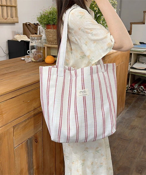 トートバッグ 綿麻 ストライプ柄 韓国風 レディース 肩掛けバッグ 軽量バッグ 大きめ a4収納 大容量 カジュアル 大人 可愛い 通勤通学 韓国ファッション 99SUBB-024