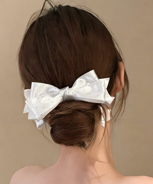 バナナクリップ ドット柄リボン 韓国風 レディース ヘアアクセサリー まとめ髪 髪留め ハーフアップ ヘアアレンジ おしゃれ 大人可愛い カジュアル プレゼント 99SXSP-001