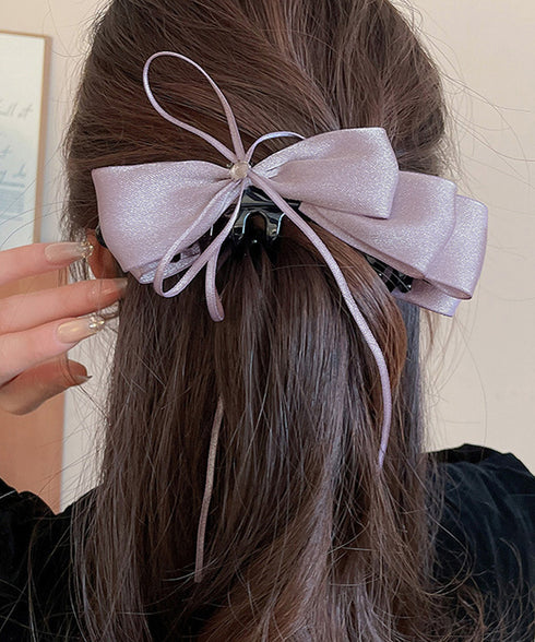 バナナクリップ サテン リボン 髪飾り レディース ヘアアクセサリー まとめ髪 ポニーテール 上品髪留め おしゃれ 大人可愛い まとめ髪 ヘアグッズ 発表会 99SYSP-001
