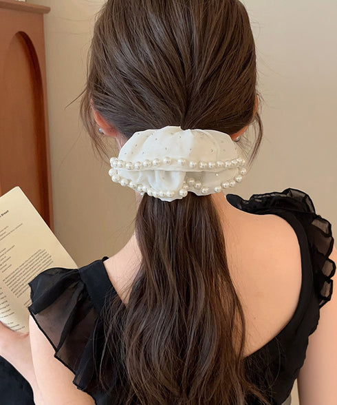 パール付きシュシュ ヘアゴム 韓国風 ヘアアクセサリー おしゃれ まとめ髪 簡単ヘアアレンジ 大人可愛い お団子ヘア ポニーテール ハーフアップグッズ 女子会 99TZSP-006