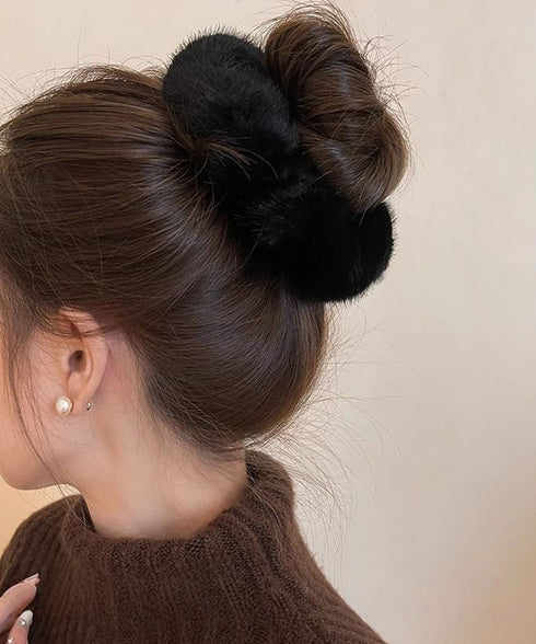 ファーシュシュ ボリュームヘアゴム 秋冬 レディース ヘアアクセサリー 韓国風 お団子ヘア ポニーテール 大人かわいい 簡単まとめ髪 プチプラ 髪留め髪飾り 99TZSP-009