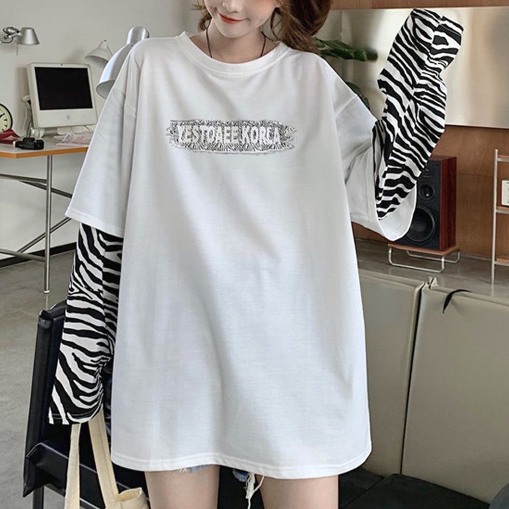 Tシャツ レディース トップス 重ね着風 ホワイト