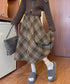 フレアスカート チェック柄 美脚 春秋冬 レディース 膝下丈スカート きれいめ ウエストゴム ハイウエスト ボトムス 体型カバー 大人可愛い おしゃれ 韓国風 99XCFS-004